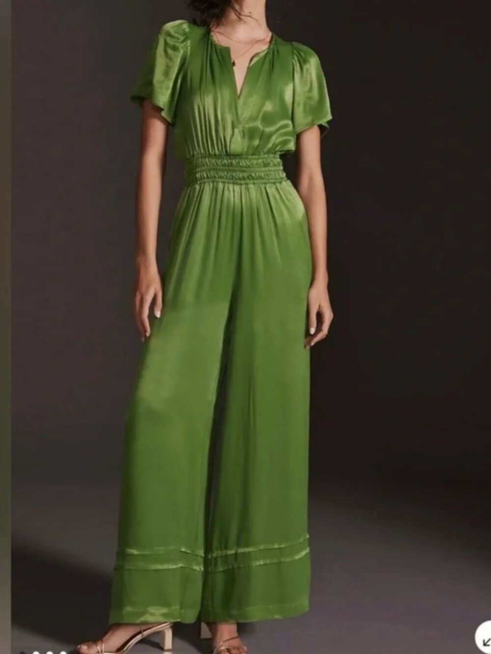 Anthropologie Satin Wide Leg Jumpsuit Size S